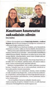 Bild eines Zeitungsausschnittes über die Ausstellung "Eurajoki ja Pyhäjärvi kuvina" in Alasatakunta vom 7.10.2014
