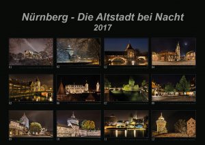 Bild vom Deckblatt des Kalenders "Nürnberg - Die Altstadt bei Nacht 2017"