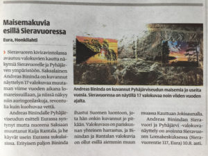 Zeitungsartikel in Alasatakunta über die Ausstellung in Sieravuori