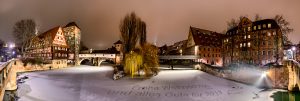 Panorama das Henkerstegs in Nürnberg als Weihnachtskarte