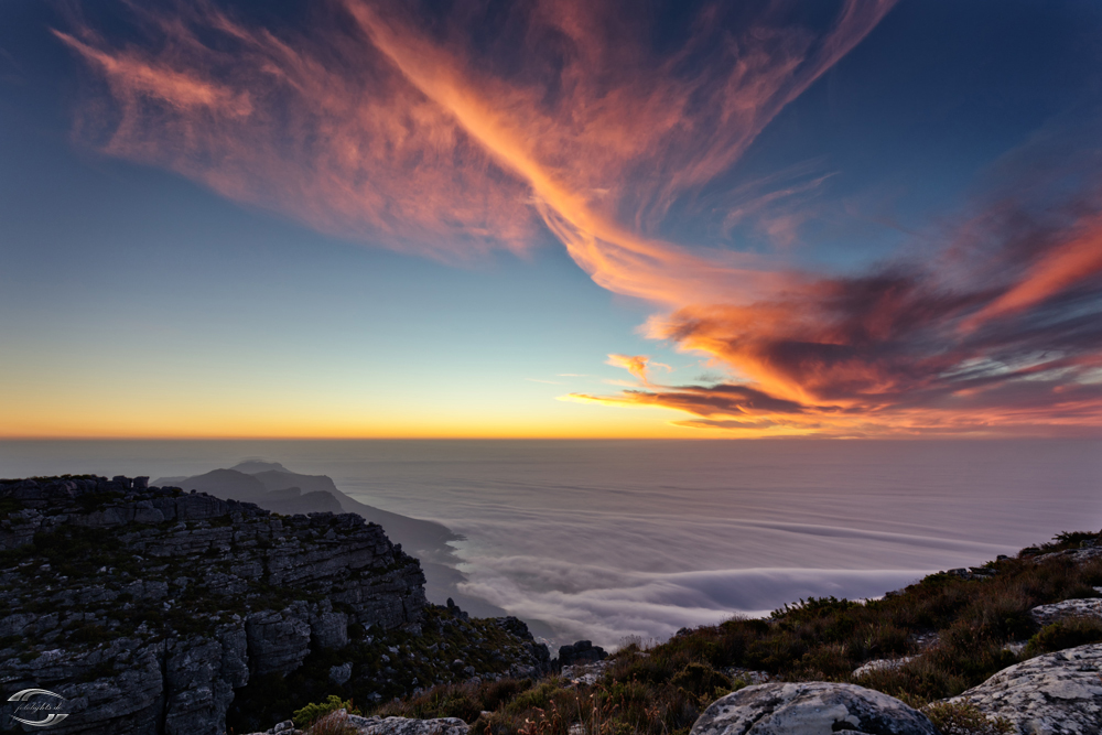 Auf dem Tafelberg bei Sonnenuntergang